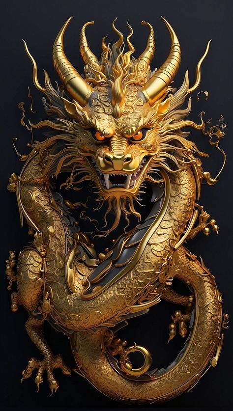 Drag Wallpaper, Gold Dragon Wallpaper, Golden Dragon Art, Naga Dragon, Outer Space Wallpaper, Dragon Wallpaper Iphone, Dragon Wallpaper, Mythical Dragons, Iphone Dynamic Wallpaper