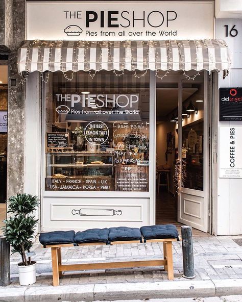 Old Fashioned Bakery Shop, Pie Bakery Shop, Aesthetic Pastry Shop, Small Pastry Shop Design, Vintage Bakery Shop, Pie Shop Interior, Bakery Front Design, Tiny Bakery Shop Design, Pie Shop Aesthetic