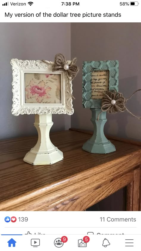 Dollar Store Diy Decorations, Candle Stick Decor, Picture Frame Crafts, Dollar Store Diy Projects, Diy Dollar Tree Decor, Shabby Chic Crafts, Frame Ideas, Dollar Tree Diy Crafts, Diy Dollar Store Crafts