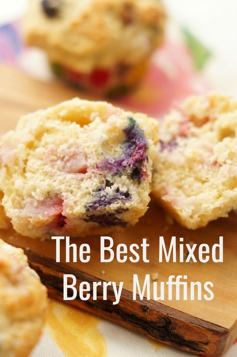 These moist Blueberry and Strawberry Muffins are one of the easiest from scratch muffin recipes that you'll ever try and most definitely the most delicious! They are an easy grab and go breakfast or snack idea for the whole family. #kenarry #ideasforthehome Frozen Berry Muffins, Berry Muffins With Frozen Berries, Muffins With Frozen Berries, Easy Grab And Go Breakfast, Holiday Breakfast Recipes, Mixed Berry Muffins, Blueberry And Strawberry, Blueberries And Strawberries, Birthday Party Food Ideas