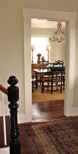 The wall color is Benjamin Moore's Halo OC-46 in eggshell.    The trim and wainscoting is BM White Dove in Latex Satin Impervo. Benjamin Moore Halo, Bm White Dove, Craftsman Style Trim, Baseboard Styles, Brown Furniture Bedroom, Craftsman Trim, Craftsman Door, White Dove, Door Trim