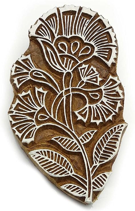 Knitwit Indian Hand Carved Flower Design Wooden Printing Block Textile Stamp : Amazon.co.uk: Home & Kitchen Indian Silhouette, Stamping Textiles, Wood Printing Blocks, Decorative Blocks, Wooden Printing Blocks, Lotus Flower Design, Printing Blocks, Paper Home Decor, Pattern Stamping