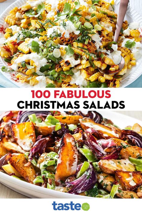 Here they are: the best Christmas salad recipes perfect for summer in Australia. We’ve rounded up our top-rated, most-viewed salads for all the inspiration you need this festive season, whether it be warm roast potato salad, a simple lemony leaf salad or a layered Christmas pasta salad. What’s more, these salads are so good, they might just outshine the main event dishes. Salad For Christmas Lunch, Summer Xmas Food, Veggie Xmas Dinner, Festive Potato Salad, Salad Christmas Recipes, Summer Christmas Salad, Christmas Salads Australia, Salads For Christmas Lunch, Xmas Pasta Salad