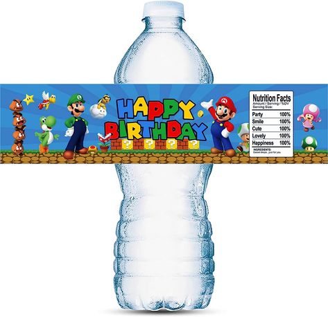 Super Bros Stickers Decorations Super Bros Party Decoration Mario Water Bottle Labels Free, Super Mario Water Bottle Label Free, Water Bottle Labels Free, Super Mario Bros Party, Mario Bros Birthday, Mario Bros Party, Super Mario Birthday Party, Mario Birthday Party, Super Mario Birthday