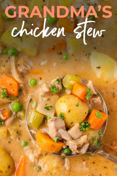 Homemade Chicken Stew, Southern Chicken Stew, Stew Recipes Stove Top, Easy Chicken Stew, Fish Pie Recipe, Creamy Chicken Stew, Chicken Stew Recipe, Buns In My Oven, Chicken Soups