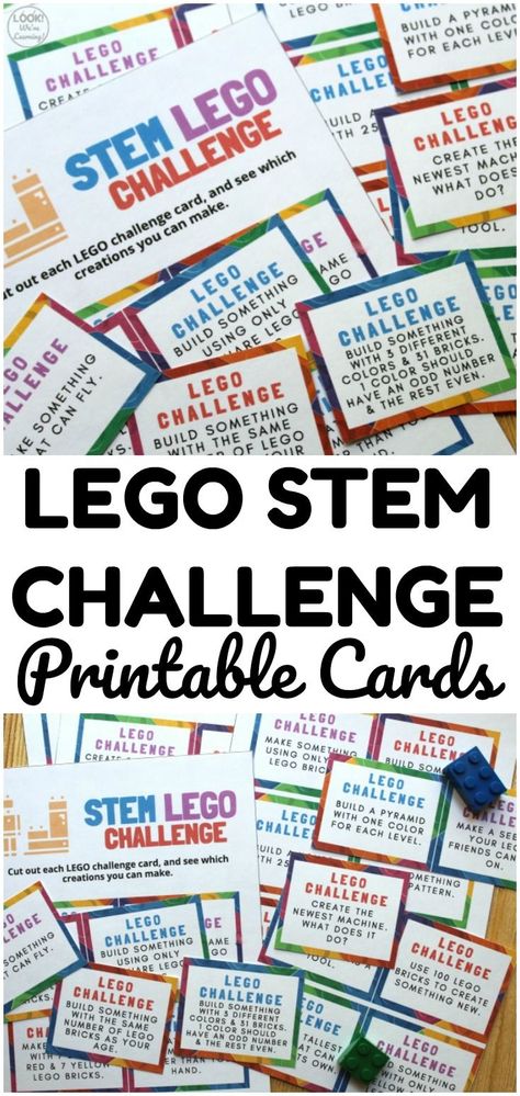 Lego Build Challenge, Oshc Activities, Lego Stem Activities, Stem Challenge Cards, Lego Stem Challenge, Lego Building Ideas, Lego Stem, Steam Night, Lego Crafts