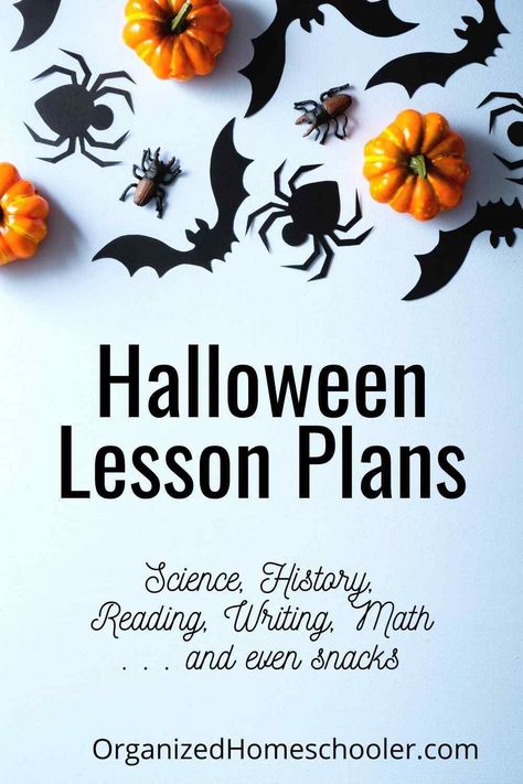 Add some fun to your Halloween school day with these Halloween lesson plans. They are perfect for elementary or middle school students. They are also great for homeschool kids! These educational Halloween activities are sure to add a little fun to the school day.  #halloween #homeschool October Homeschool, Halloween Unit Study, Halloween Homeschool, Fall Homeschool, Halloween Lesson Plans, Halloween Stem Activities, Halloween Writing Prompts, Halloween Teaching, Halloween Tea Party