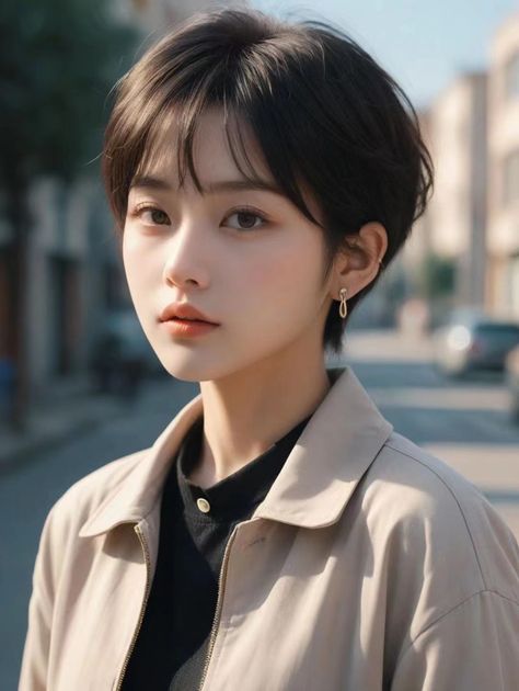 Boy Short Haircut For Women, Asian Girl Short Haircut, Pixie Cut Asian Hair, Kpop Idols With Short Hair, Japanese Pixie Cut, Japanese Pixie Haircut, Asian Pixie Haircut, Short Hair Japanese Style, Korean Pixie Haircut