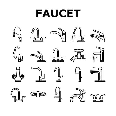 Vector faucet water sink tap bathroom ic... | Premium Vector #Freepik #vector #faucet #sink #kitchen-faucet #kitchen-sink Kitchen Sink Drawing, Sink Drawing, Isometric Sketch, Martin Puryear, Bathroom Drawing, Kitchen Elevation, Tap Bathroom, Door Handles Modern, Kitchen Drawing