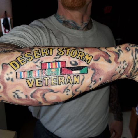 Veteran Ink on X: "How many Desert Storm Veterans are a part of our Vet Ink Fam? #desertstorm #veterans #veterantattoo #veteranink #veteranlife #veteranink #militarytattoo https://t.co/dGUBjnv0mu" / X Flag Sleeve Tattoo, Veteran Tattoo, American Flag Sleeve Tattoo, Navy Humor, Storm Tattoo, Army Tattoos, Military Tattoos, Honoring Veterans, Desert Storm