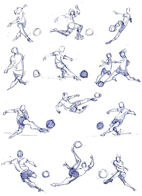 Soccer Animation, Football Player Drawing, Soccer Poses, Soccer Drawing, Football Poses, Sports Drawings, Football Drawing, Human Figure Sketches, Soccer Art