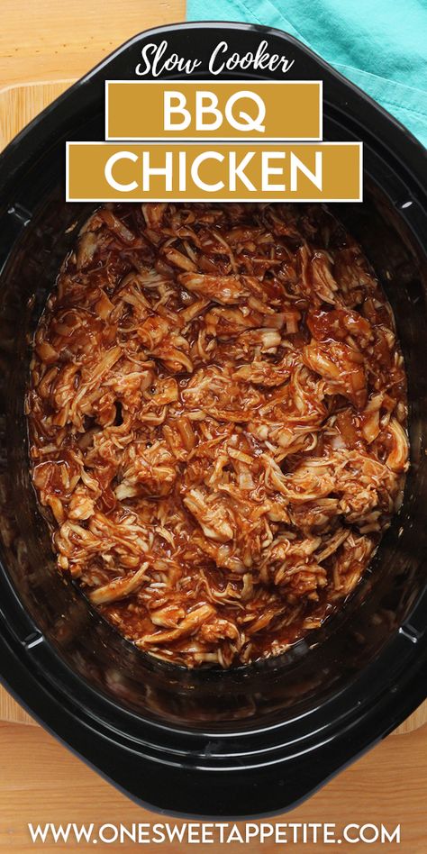 Crock Pot BBQ Chicken Crock Pot Bbq Chicken, Crock Pot Bbq, Crockpot Bbq Chicken, Saucy Chicken, Bbq Chicken Recipe, Shredded Bbq Chicken, Slow Cooker Bbq Chicken, Bbq Chicken Crockpot, Delicious Slow Cooker Recipes