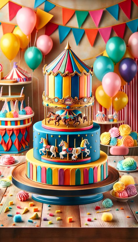 🎂 21 Mind-Blowing Cake Decorating Ideas You Need to Try Right Now! 🍰 Carnival Cake Ideas, Carnival Theme Cake, Carnival Themed Cakes, Carnival Birthday Cakes, Circus Theme Cakes, 21 Cake, Paris Themed Cakes, Carnival Cake, Circus 1st Birthdays