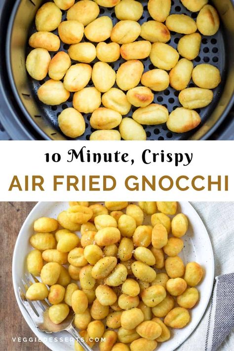 Air Fryer Gnocchi takes frozen, shelf-stable or chilled gnocchi and makes them crispy on the outside and soft on the inside in just 10 minutes! Then dress them with your favorite seasonings, sauces, or toppings for a quick and tasty meal. Air Fryer Gnocchi, Gnocchi Dishes, How To Cook Gnocchi, Food Air Fryer, Air Fryer Food, Cooks Air Fryer, Air Fryer Meals, Air Fryer Oven Recipes, Air Fry Recipes