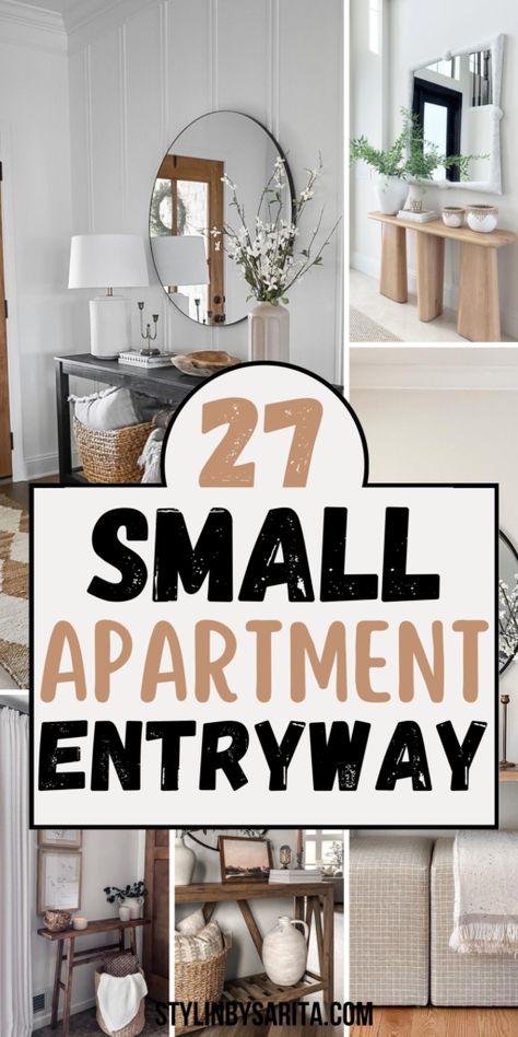 27 SMALL ENTRYWAY IDEAS TO MAXIMIZE YOUR SPACE - Stylin by Sarita Apartment Hallway Ideas, Small Foyer Ideas, Small Apartment Entryway, Small Entry Tables, Small Entrance Halls, Small Entryway Bench, Small Entryway Ideas, Tiny Entryway, Minimalist Entryway