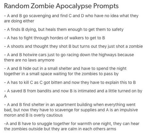 Zombie Writing Ideas, Zombie Apocalypse Au Prompts, Apocalypse Names, How To Write A Gory Scene, Zombie Apocalypse Story Prompts, Zombie Apocalypse Writing, Apocalypse Tumblr, How To Write An Apocalypse Story, Infection Au Ideas