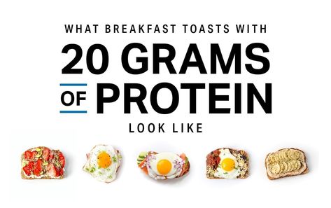 These toast options pack 20 grams of protein, with a variety of sweet or savory toppings. Breakfast Toasts, Sweet Toast, Healthy Breakfast Burrito, Fiber Bread, Protein Meal Plan, Protein Rich Breakfast, 30 Grams Of Protein, Healthy Protein Snacks, Bread Alternatives