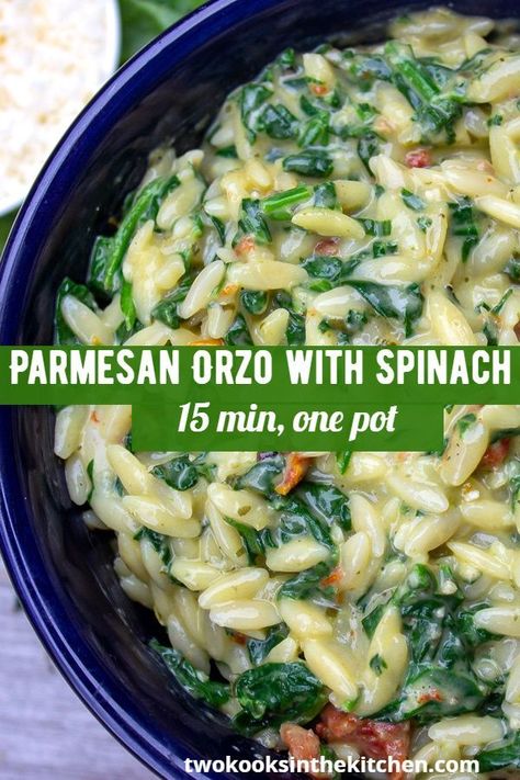 Spinach Orzo Soup, Orzo Recipes Side, Orzo With Spinach, Creamy Orzo Pasta, Orzo Pasta Recipes, Parmesan Orzo, Creamy Orzo, Pasta With Spinach, Pasta Side