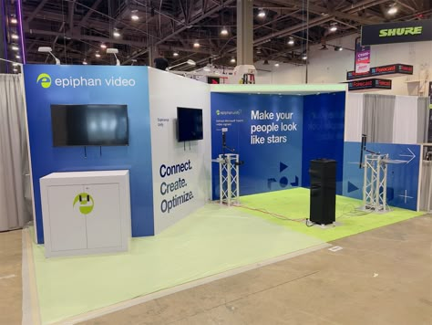 Epiphan Video 10' x 20' NAB Show Booth Design - TrueBlue Exhibits 10x20 Exhibit Booth, Tradeshow Booth Design 10 X 20, Tradeshow Booth Design 10x10, 10x10 Booth Design, Trade Show Booth Design 10x10, Booth Wall Design, Event Booth Design Ideas, Convention Booth Design, Tradeshow Booth Design