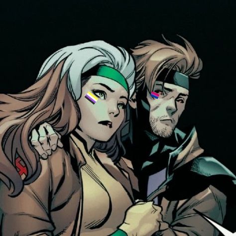 lgbt comics otd! on Twitter: "today's comic couple is rogue and gambit! they are both bisexual and rogue is non-binary! rogue uses she/they! (all hcs) https://t.co/ybi6WUZ2G1" / Twitter Rouge And Gambit, Rouge Xmen, Rogue X Gambit, Gambit X Rogue, Rogue Comics, Rogue Xmen, Gambit And Rogue, Gambit X Men, Gambit Marvel