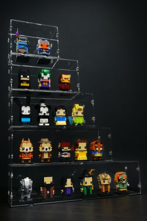 LEGO BrickHeadz Display Cases Lego Brickheadz Display Ideas, Brickheadz Display Ideas, Brickheadz Display, Lego Display Ideas, Lego Display Case, Lego Brickheadz, Lego Head, Head Display, Lego Wall