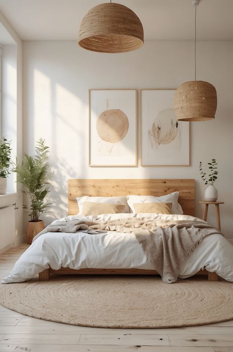 Coastal Scandinavian Style Bedroom, Scandi Bedroom Inspirations, Scandi Bedroom Ideas Scandinavian Design, Beige And Wood Bedroom, Danish Aesthetic Bedroom, Simple Bedroom Inspirations, Scandinavian Small Bedroom, Nordic Bedroom Scandinavian, Bedroom Ideas Airbnb