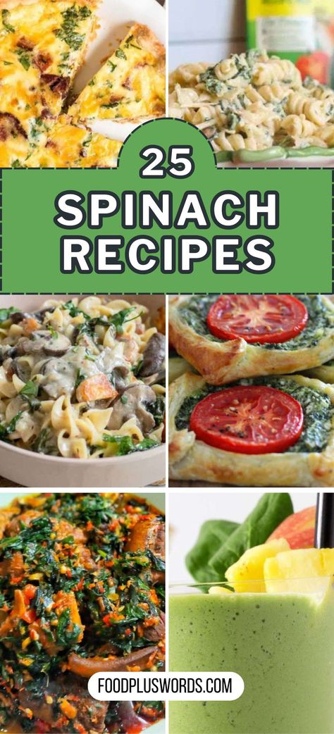 Looking for spinach recipes? Dive into our selection of 25 dishes that celebrate this nutritious green. From healthy breakfast options to hearty dinners, these recipes offer a fresh take on incorporating spinach into your meals. Whether you're a long-time spinach enthusiast or just starting to explore its benefits, you're sure to find something to love among these flavorful creations. Sides With Spinach, Lunch Recipes With Spinach, Healthy Dinner Recipes Spinach, Spinach Side Dishes Recipes, Using Up Fresh Spinach, Recipes Using Spinach Healthy, Easy Spinach Recipes Healthy, Recipes To Use Up Spinach, Easy Dinner Recipes With Spinach