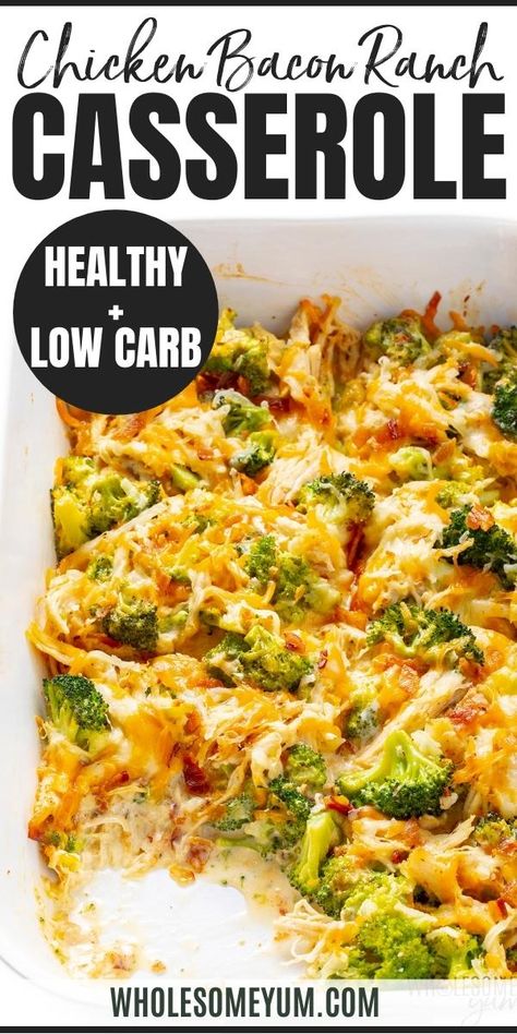 Bacon Ranch Casserole, Low Carb Chicken Casserole, Ranch Casserole, Keto Chicken Casserole, Chicken Bacon Ranch Casserole, Wholesome Yum, Healthy Low Carb, Low Carb Casseroles, Best Low Carb Recipes