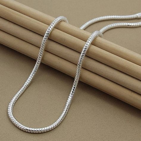 Hot Sale 3mm 50cm Snake Chain Necklace Silver 925 Jewelry Necklace for Women Men Trendy Jewelry _ - AliExpress Mobile