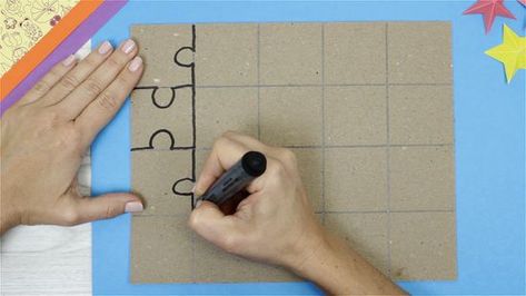 9 Ways to Make a Puzzle - wikiHow Puzzle 4 Pieces, Make A Puzzle, Memory Verse Games, Wooden Shape Puzzle, Puzzle Ideas, Styrofoam Art, Puzzle Maker, Cardboard Puzzle, Diy Puzzle