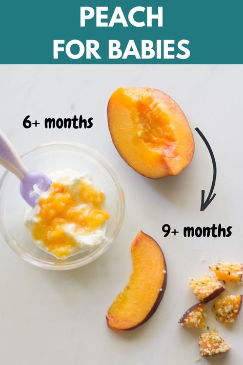 Learn how to safely prepare and serve peach to babies as early as 6 months! You can puree or offer as a finger food for baby led weaning. Toddler Snack Recipes, Finger Food For Baby, Frozen Brussels Sprouts, Baby Food Breakfast, Toddler Breakfast Recipes, Easy Breakfast Meal Prep, Freeze Muffins, Baby Led Weaning Breakfast, Baby Purees