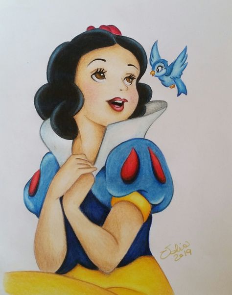 Snow White Drawing, Disney Princess Sketches, Village Scene Drawing, Princess Sketches, Disney Character Drawings, Disney Princess Colors, Disney Princess Cartoons, Color Pencil Sketch, Disney Drawings Sketches