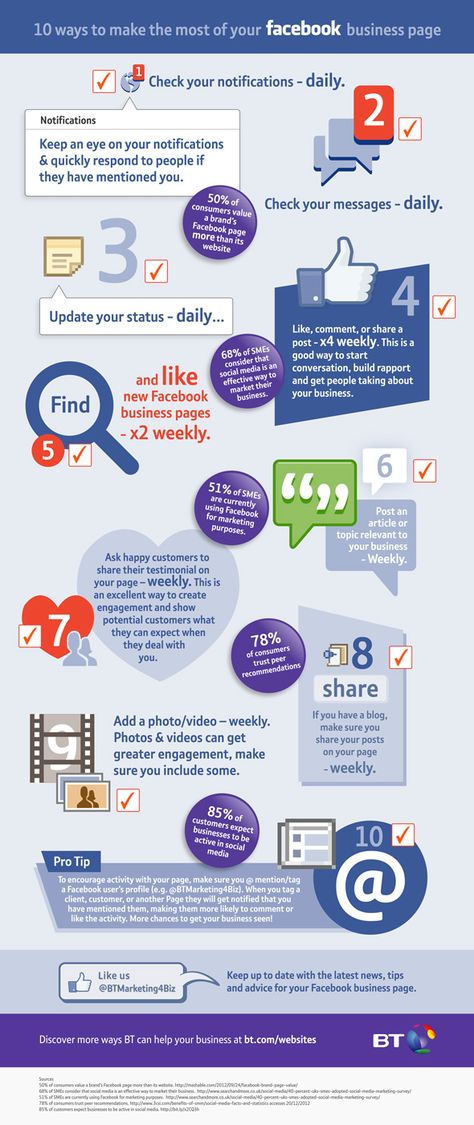 facebook business page tips | 10 Ways to Make the Most of Your Facebook Business Page Checklist Infographic, Digital Marketing Logo, Facebook For Business, Facebook Marketing Strategy, Facebook Tips, Facebook Business Page, How To Use Facebook, About Facebook, Social Media Infographic