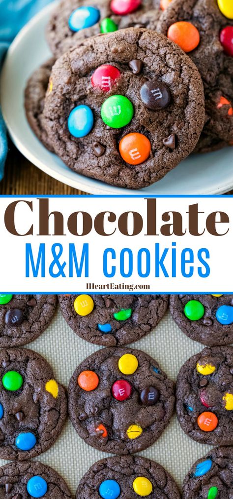 M M Recipes Easy, Soft Batch Chocolate M&m Cookies, M&m Cookies Chocolate, Chocolate Cookies Without Chocolate Chips, Easy Chocolate Drop Cookies, Chocolate M M Cookies Christmas, M M Chocolate Chip Cookies, Brownie M&m Cookies, Chocolate M&m Cookies Recipes