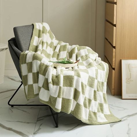 Checkerboard Throw Blanket, Green Checkered Throw Blanket, Green Checkered Blanket, Checkered Blanket Aesthetic, Aesthetic Throw Blankets, Bunk Nook, Cute Throw Blankets, Fun Blankets, Office Blanket