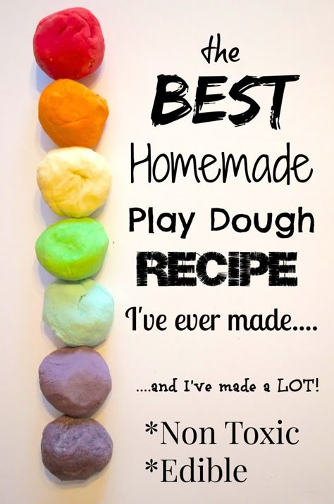 Soft, smooth & delicious smelling DIY Homemade Play Dough Recipe - non toxic and edible - toddler friendly. Perfect sensory play for summer, rainy indoor days, science lessons, and arts & colors. #sensory #play #preschool #recipe #playdough #specialneeds #kids #handson #nontoxic #kidfriendly #diyrecipe Homemade Play Dough Recipe, Perlengkapan Bayi Diy, Play Dough Recipe, Homemade Playdough Recipe, Diy Edible, Rainbow Diy, Playdough Recipe, Diy Bebe, Homemade Playdough