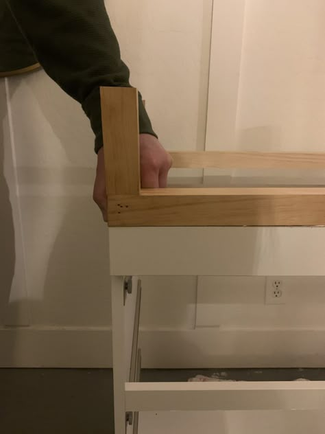 Malm Dresser Hack Nursery, Base For Malm Dresser, Ikea Malm Dresser Base, Add Legs To Malm Dresser, Ikea Malm Dresser Hack Nursery, Dresser Base Ideas, Adding Legs To Ikea Malm Dresser, Diy Malm Dresser Makeover, Malm Decor Ideas