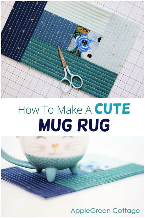 Simple Mug Rugs Patterns Free, How To Make Mug Rugs, Easy Mug Rugs Patterns Free, Free Mug Rug Patterns, Mug Rugs Patterns Free, Rug Sewing, Rug Mugs, Quilted Crafts, Mug Rug Pattern