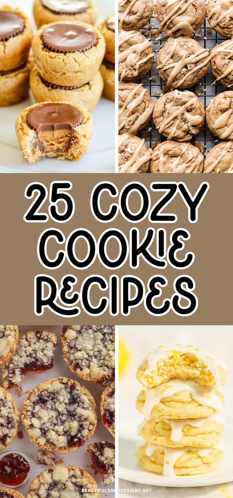 Indulge in the warmth and comfort of the season with these 25 delicious cookie recipes. From pumpkin spice to gingerbread, these treats are perfect for cozy nights at home or holiday gatherings. Peanut Butter Cup Cookies, Softbatch Glazed Lemon Cream Cheese Cookies, Maple Brown Sugar Cookies, Raspberry Crumble Cookies. The Famous 100 Cookie Recipe, Butterscotch Cookies Christmas, Seasonal Cookie Recipes, Best Cookies For Cookie Swap, Cookies For Large Groups, Popular Cookie Flavors, Cookie Recipes For Fall, Best Thanksgiving Cookies, Easy Delicious Cookie Recipes