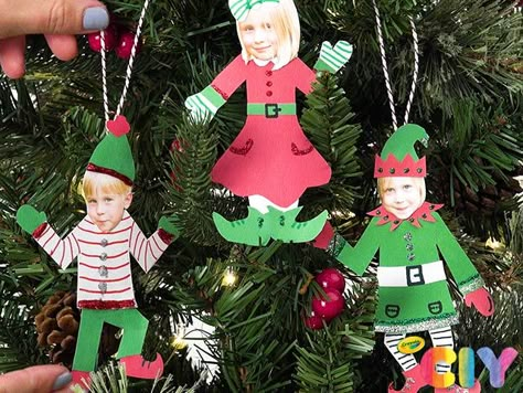 Christmas Elf Ornaments, DIY Ornaments | Crafts | Crayola.com | Crayola CIY, DIY Crafts for Kids and Adults | crayola.com Picture Christmas Ornaments, Christmas Ornaments Diy Kids, Ornaments Diy Kids, Elf Crafts, Ornaments Crafts, Picture Ornaments, Kids Christmas Ornaments, Photo Christmas Ornaments, Homemade Ornaments