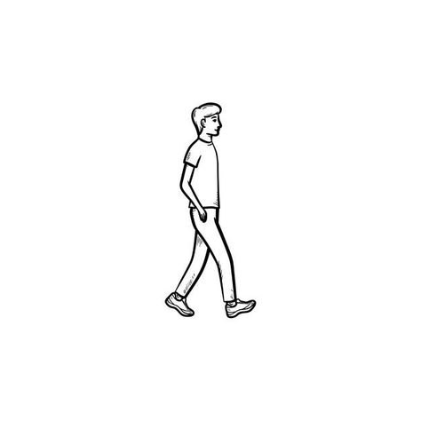 Walking person hand drawn outline doodle... | Premium Vector #Freepik #vector #background #people #city #hand A Person Walking Drawing, Person Tattoo Outline, Person Walking Side View Drawing, Someone Walking Drawing, Person Walking Illustration, Guy Walking Drawing, Background People Drawing, Walking Person Drawing, People Walking Drawing