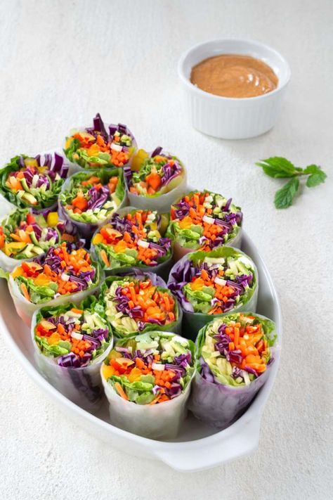 Spring Roll Peanut Sauce, Tahini Dip, Dip Vegan, Powdered Peanut Butter, Butter Lettuce, Plant Based Cookbook, Firm Tofu, Coconut Aminos, Summer Appetizer