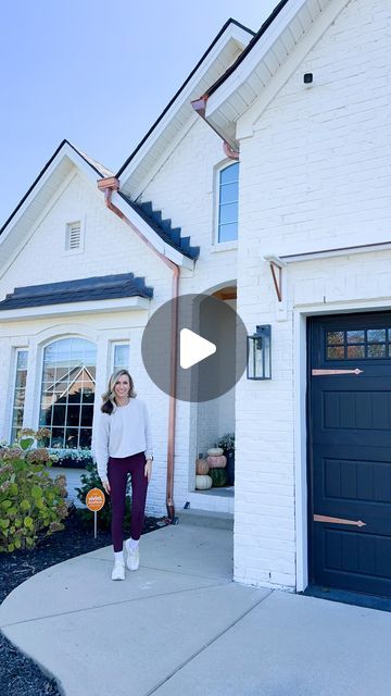 House With Copper Accents Exterior, Copper Rain Gutters, Gutters On House Ideas, Copper Gutters White House, Faux Copper Gutters, Copper Gutters And Downspouts, Copper Paint Colors, Cape House Exterior, Metallic Copper Paint