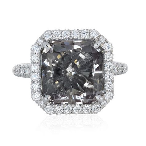 De Beers' grey diamond | Vogue Paris Grey Diamond Engagement Ring, Grey Jewelry, Square Diamond Rings, Grey Diamond, Bling Rings, Dream Jewelry, High Jewelry, Unique Engagement Rings, Cushion Cut