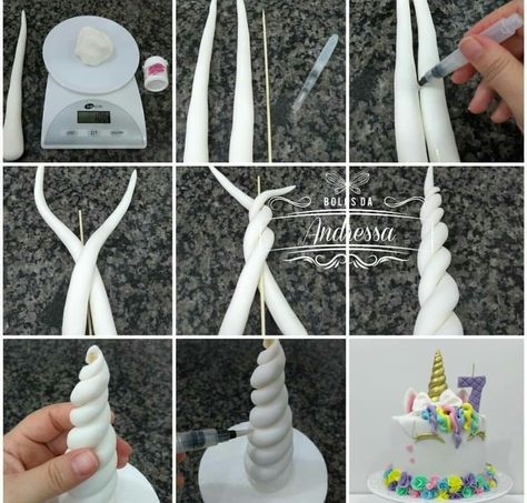 Unicorn Horn Cake Topper, Unicorn Cake Ideas, Gökkuşaği Pasta, Fondant Unicorn Cake Toppers, Make A Unicorn, Ideas Para Cumpleaños, Unicorn Birthday Cake, Unicorn Cake Topper, Fondant Cake Toppers