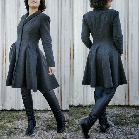 Diy Winter Coat, Winter Coat Pattern, Fall Jackets Outfit, Grey Winter Coat, Winter Coat Short, Shawl Collar Coat, Expensive Fashion, History Bounding, Coat Pattern Sewing