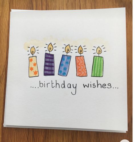 Birthday Candle Card, Drawn Cards, Birthday Doodle, Happy Birthday Cards Handmade, 심플한 그림, Happy Birthday Cards Diy, Watercolor Birthday Cards, Painting Birthday, Birthday Card Drawing