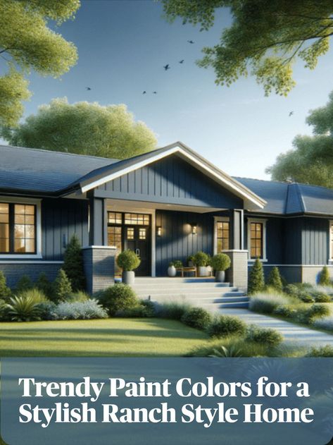 Trendy Ranch Style House Exterior Paint Colors Exterior Paint Colors Ranch Style House, Exterior House Paint Color Combinations Ranch Style, Ranch Style Home Exterior Colors, Exterior Paint Colors For House Ranch, Exterior House Colors For Ranch Style, Exterior House Colors With Silver Metal Roof, Exterior House Colors Ranch Style Home, Rancher Exterior Paint Colors, Ranch House Color Schemes