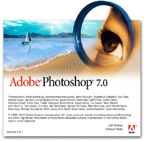 2002 – PHOTOSHOP 7.0 Version 7.0 introduced the healing brush and text that was fully vector-based. More importantly to veteran users, it introduced a new file browser that let designers easily pore through folders to find the graphics that they wanted. Files within a folder could be renamed using Batch Rename, plus a bunch of other helpful commands that made working with a high volume of files much easier. Workspaces could also be created and saved, allowing you to save your file locations and Learn Chemistry, Download Adobe Photoshop, Photoshop 7, Adobe Software, Adobe Photo, Photoshop Software, Free Download Photoshop, Photoshop Pics, Splash Screen