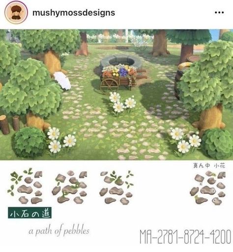 Simple Dirt Path Acnh, Acnh Forest Path Designs, Animal Crossing Codes Pathways Stone, Acnh Forestcore Clothing Codes, Acnh Forestcore Path Codes, Acnh Walking Path, Acnh Custom Designs Path, Acnh Forestcore Codes, Walking Path Ideas